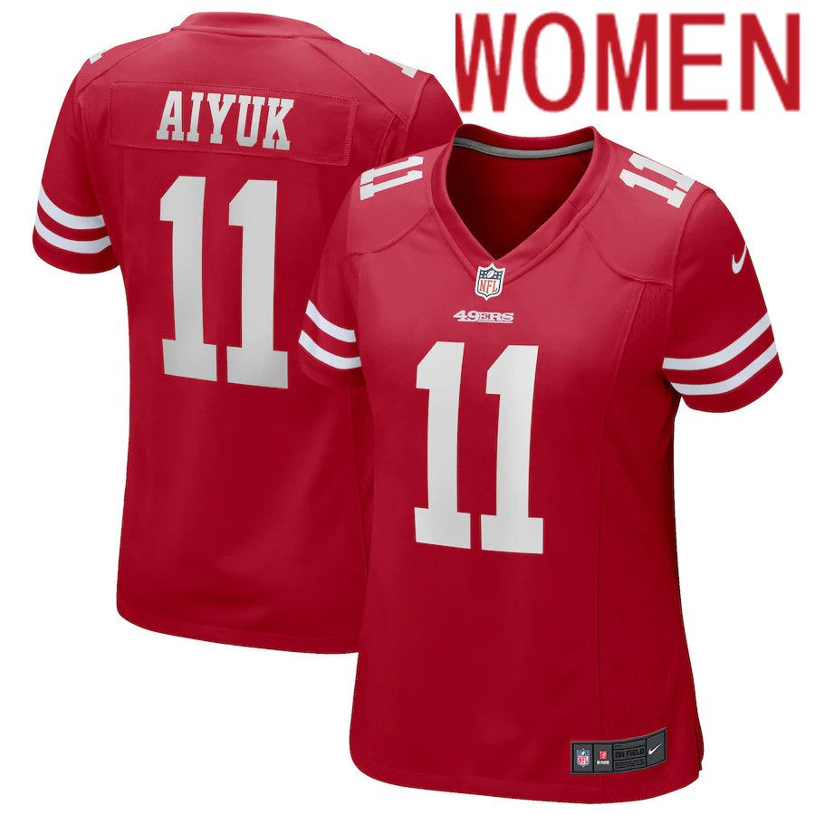 Women San Francisco 49ers 11 Brandon Aiyuk Nike Scarlet Game NFL Jersey